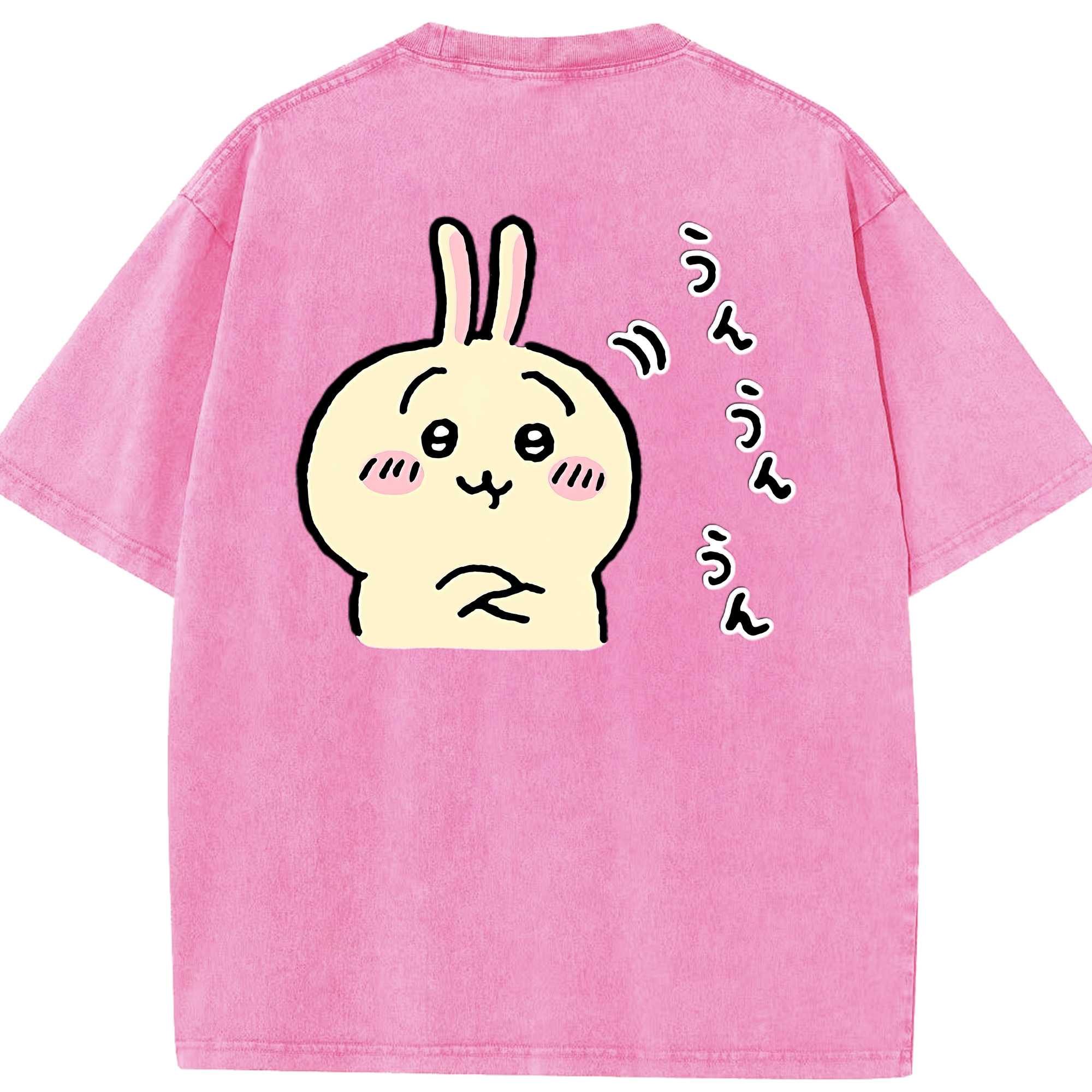 （画像用） ちいかわ うさぎ Chii-kawa usagi 綿100% ヴィンテージ風 半袖Tシャツ（背面プリント）